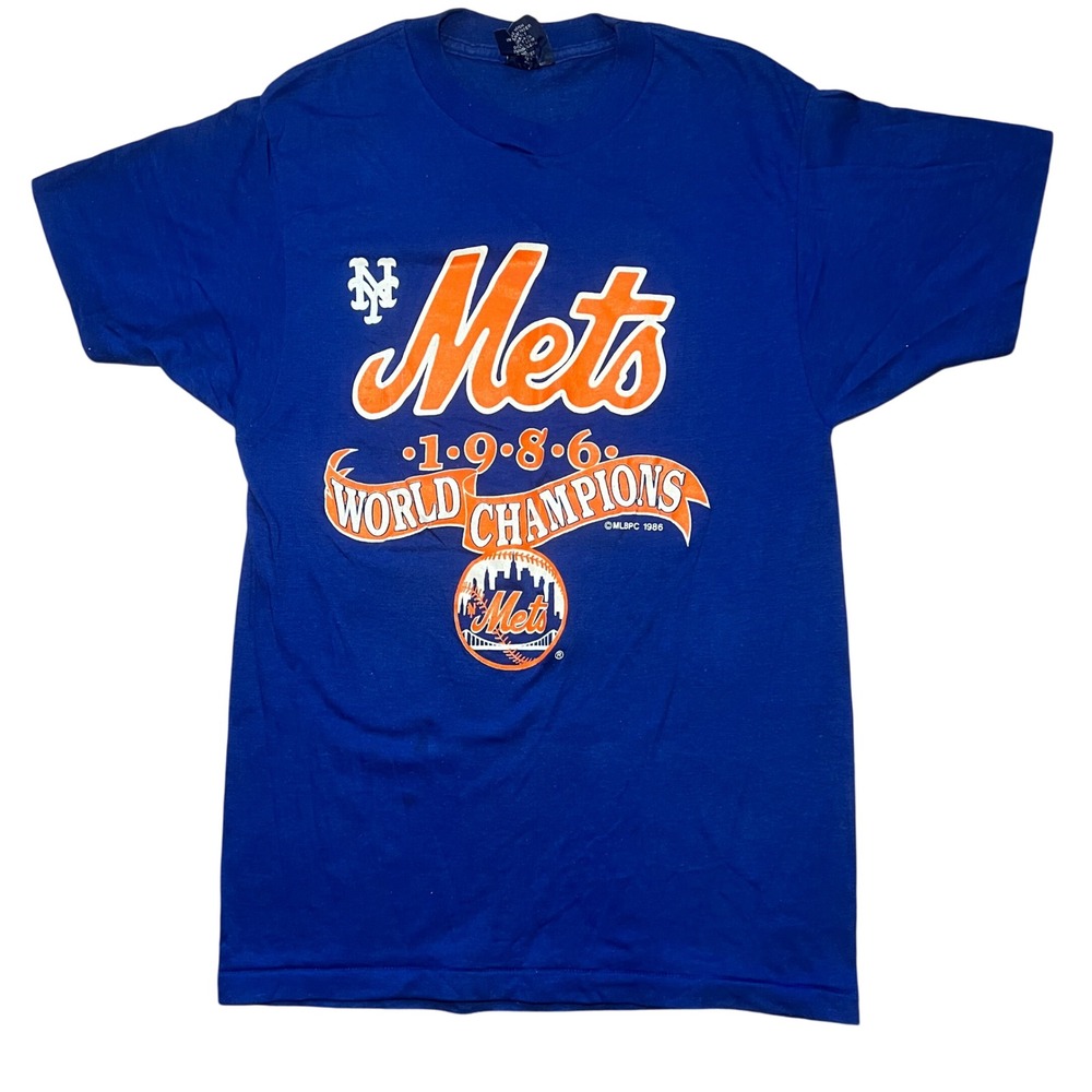 VTG 1986 New York Mets World Champions T Shirt Retro MLB Womens‎ M Single Stitch